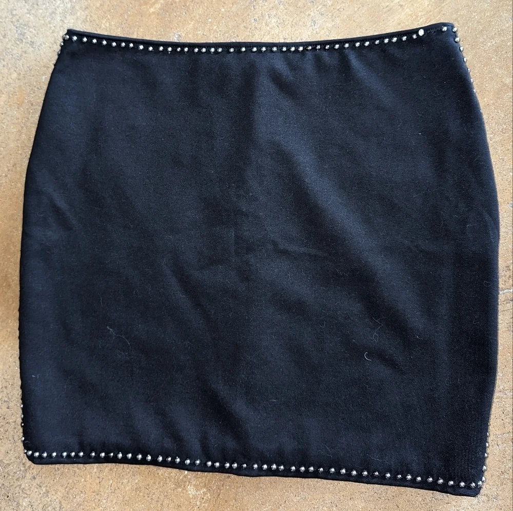 Allsaints Cassidy Zip Up Embellished Mini Skirt - Black studded